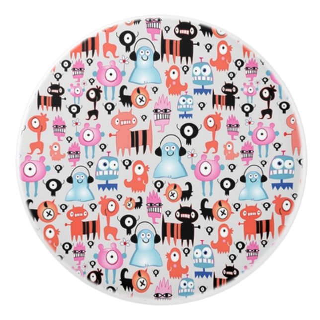 Pomo De Cerámica Monstruos divertidos (Anverso)