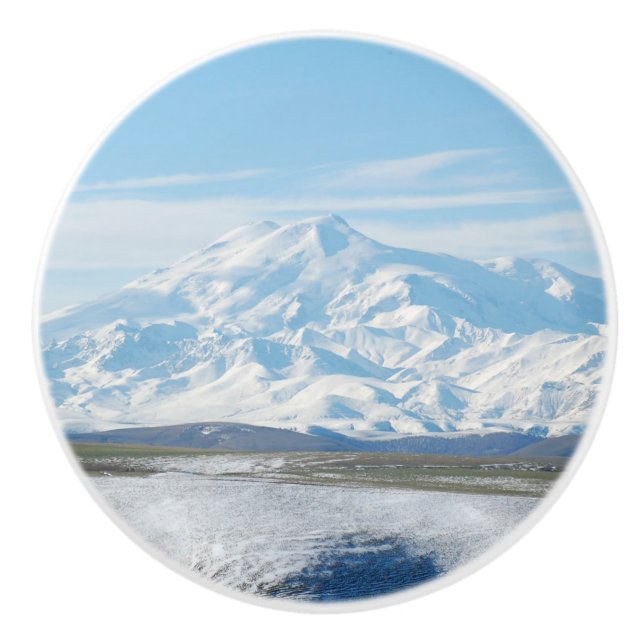 Pomo De Cerámica Monte Elbrus (La montaña más alta de Europa) (Anverso)