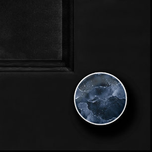Pomo De Cerámica Moody Agate   Purpurina de imitación azul de acero