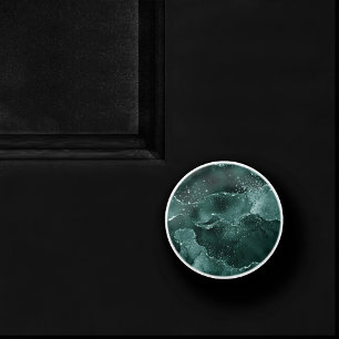 Pomo De Cerámica Moody Agate Tono de joyas rico en malaquita verd
