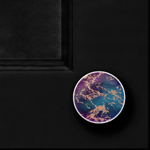 Pomo De Cerámica Moody Luxe Marble Oro púrpura profundo y Rosa Ve