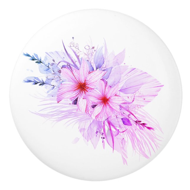 Pomo De Cerámica Morado Floral (Anverso)