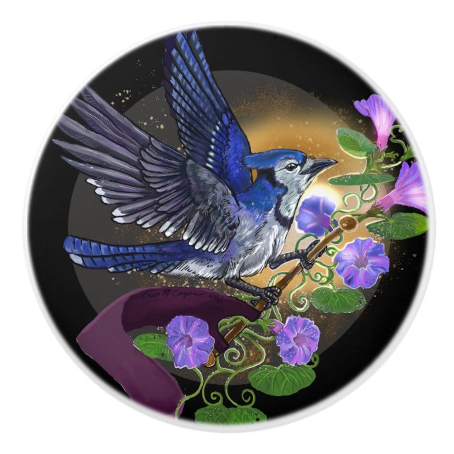 Pomo De Cerámica Morning Glory BlueJay (Anverso)