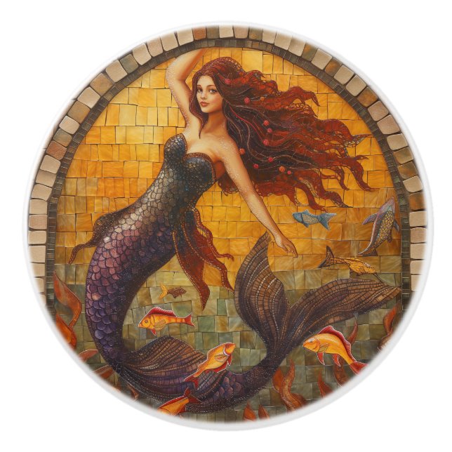 Pomo De Cerámica Mosaic Mermaid (Anverso)