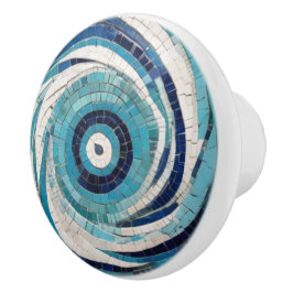 Pomo De Cerámica Mosaico de los Faux del Océano Azul Mediterráneo