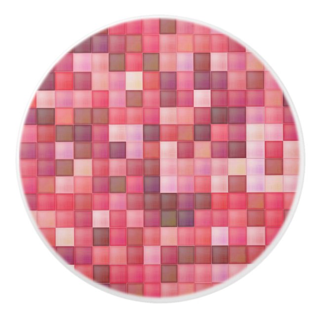 Pomo De Cerámica Mosaico de mosaico rosa y morado (Anverso)