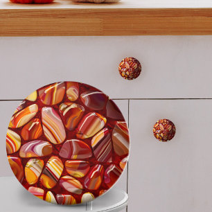 Pomo De Cerámica Mosaico de piedras agate y carneliana