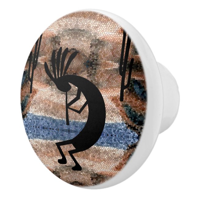 Pomo De Cerámica Mosaico del desierto del suroeste de Kokopelli (Derecha)