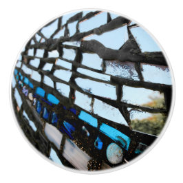 Pomo De Cerámica Mosaico Espejo Azul