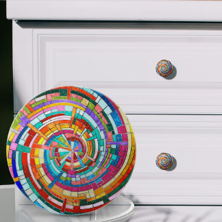 Pomo De Cerámica Mosaico espiral colorido