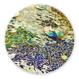 Pomo De Cerámica Mosaico verde azul