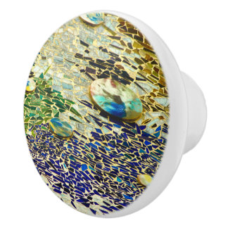 Pomo De Cerámica Mosaico verde azul