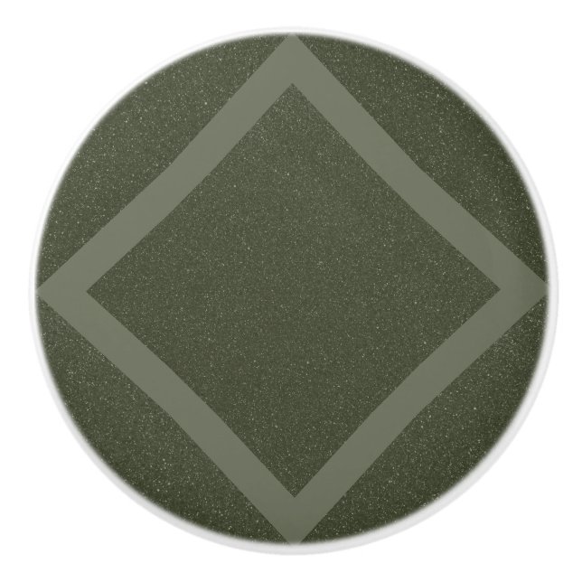 Pomo De Cerámica Moss Green Framed Diamond Drawer Pull - Personaliz (Anverso)