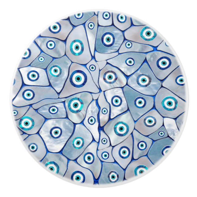 Pomo De Cerámica Mother of pearl Evil Eye Pattern (Anverso)