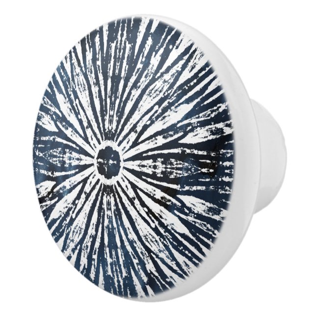Pomo De Cerámica Motif radial de tinta índigo (Derecha)