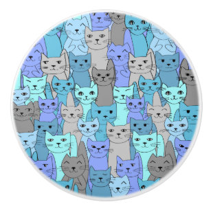 Pomo De Cerámica Muchos gatos azules diseñan la Knob cerámica o tir