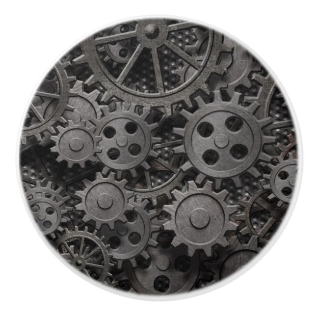 Pomo De Cerámica Muchos viejos engranajes o piezas metalizado (Anverso)