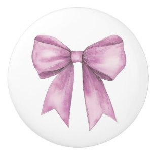 Pomo De Cerámica Muebles con lazo rosa 