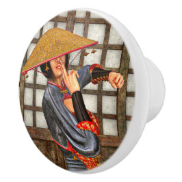 Pomo De Cerámica Mujer de batalla asiática
