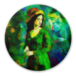 Pomo De Cerámica Mujer en Gorra