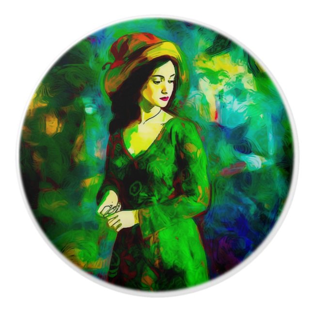 Pomo De Cerámica Mujer en Gorra (Anverso)