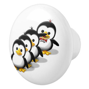 Pomo De Cerámica Multitud de pingüinos