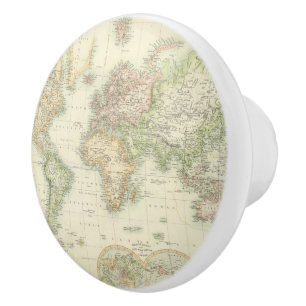 Pomo De Cerámica Mundo en la proyección de Mercator
