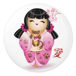 Pomo De Cerámica Muñeca de amor kokeshi japonesa