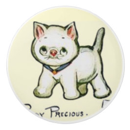 Pomo De Cerámica Muñeca Dingle Gato blanco dulce 🙀 Cerámica Kn