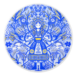 Pomo De Cerámica Muñeca Ucraniana Perilla de Cerámica