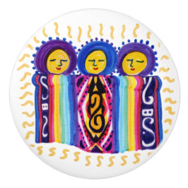 Pomo De Cerámica Muñecas Peruanas