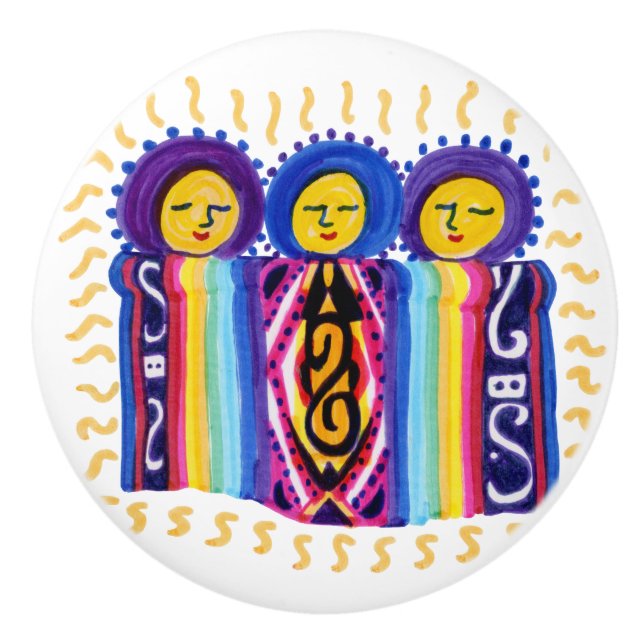 Pomo De Cerámica Muñecas Peruanas (Anverso)