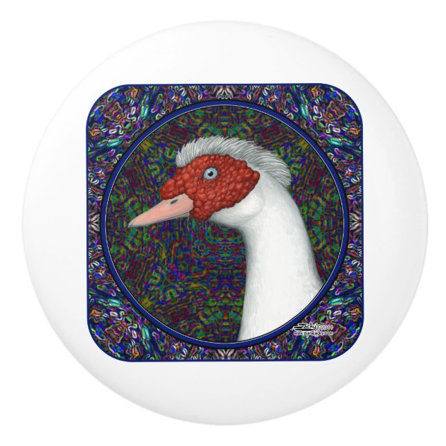 Pomo De Cerámica Muscovy Duck Head White (Anverso)