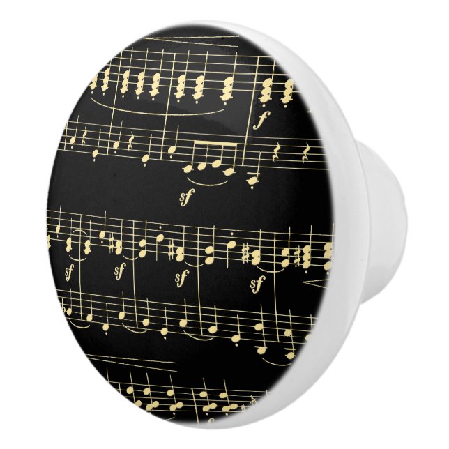 Pomo De Cerámica Música dorada en negro (Derecha)