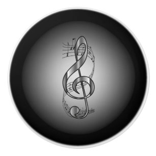 Pomo De Cerámica ~ musical del fondo de la voluta ~Silver/Black del