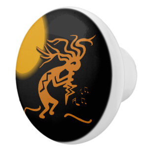 Pomo De Cerámica Músico adecuado de Kokopelli del revestimiento