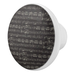 Pomo De Cerámica Músico de patrón de notas de música negra vintage
