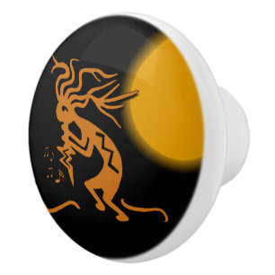 Pomo De Cerámica Músico izquierdo de Kokopelli del revestimiento