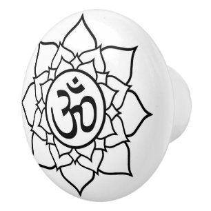 Pomo De Cerámica Namaste Round Dodge Knob Black White Ceramic Pull