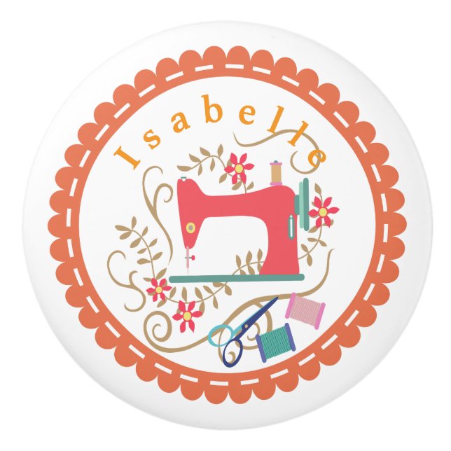 Pomo De Cerámica Naranja blanco de máquina de mascar amor (Anverso)