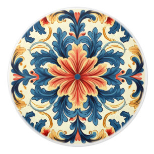 Pomo De Cerámica Naranja Blue Italian Tile