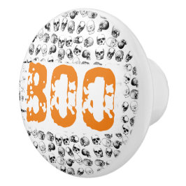 Pomo De Cerámica Naranja Boo Halloween Spooky Skull Pattern