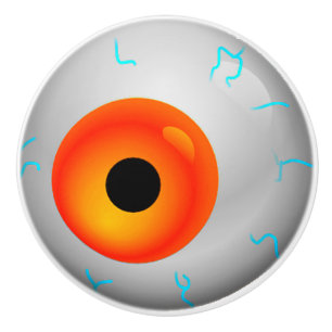 Pomo De Cerámica Naranja Cañón de Cajón Zombie Eyeball