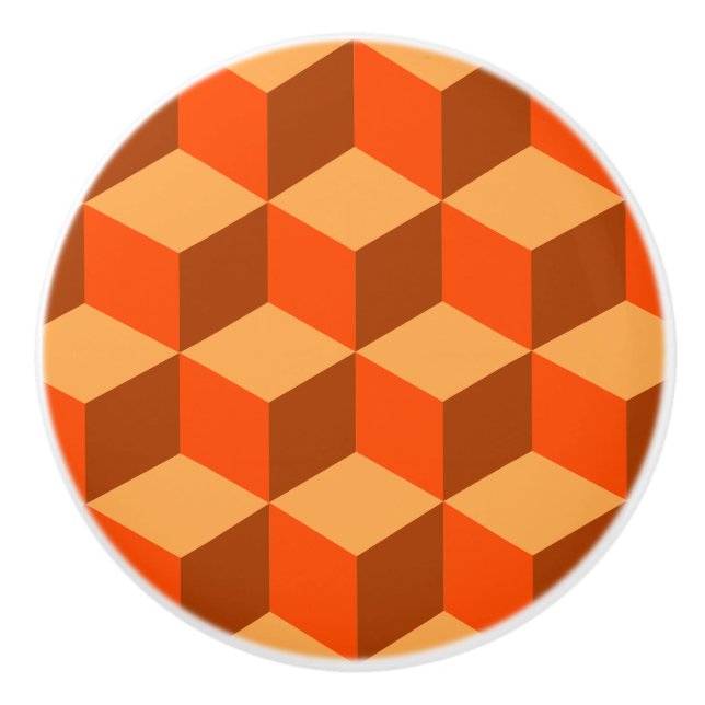 Pomo De Cerámica Naranja Cubes (Anverso)