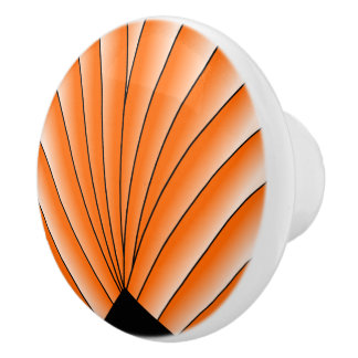 Pomo De Cerámica Naranja de diseño de ventilador Art Deco Cubierta