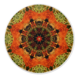 Pomo De Cerámica Naranja estrella inspirado en el edredón victorian