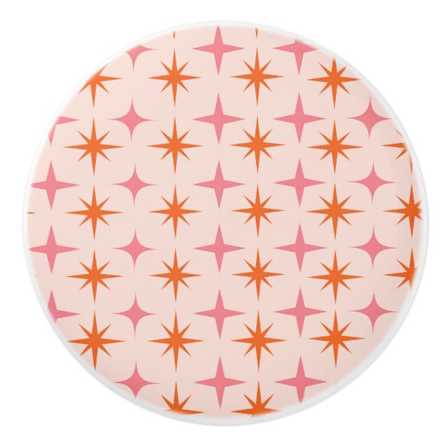 Pomo De Cerámica Naranja rosa de patrón de estrenos retro de mediad (Anverso)