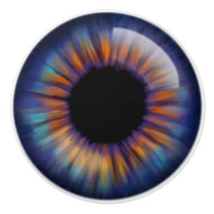 Pomo De Cerámica naranja verde azul oscuro iris amarillo globo ocul