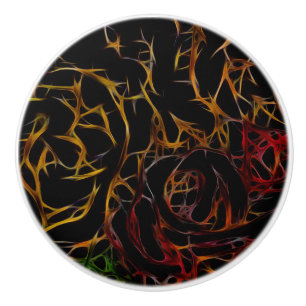 Pomo De Cerámica Naranja Verde Rojo Negro Derretido Luz Abstracta