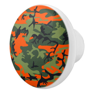 Pomo De Cerámica Naranja y Camuflaje Verde, Ejército